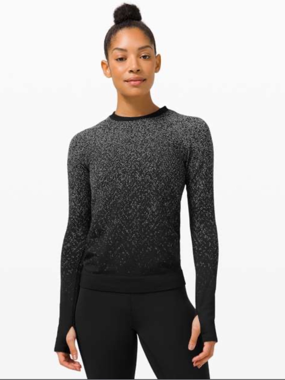 Lululemon Rest Less Pullover in Black/Armory 
 with Thumbholes Like New Size 8